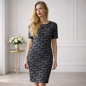 NWOT LuLaRoe Julia Black and Silver Sparkle Pencil Midi Dress